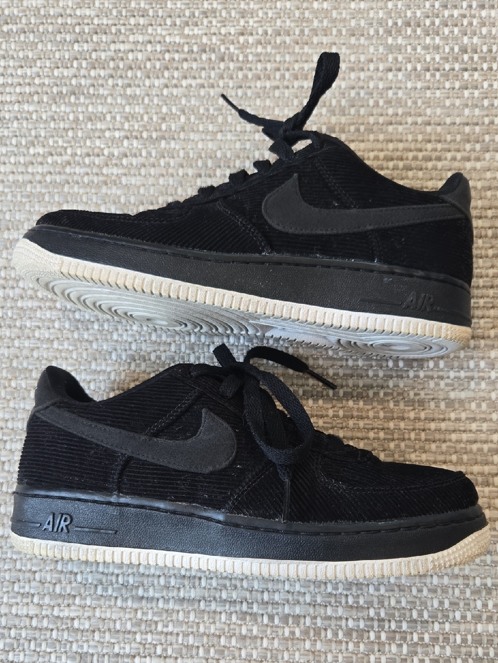 Nike Air Force 1 Black Corduroy 5.5Y